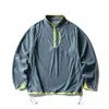 Sudadera de Forro Polar Yidao Vintage 2026 Otoño Nueva Estilo Montaña para Exteriores Holgada Bloque de Color Media Cremallera Cuello Alto para Hombre
