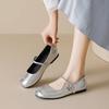 Zapatos Planos Plateados Weimei Girl 128-12 para Mujer Estilo Francés Zapatos de Ballet de Una Correa para Combinar con Faldas Zapatos Mary Jane para Mujer