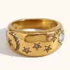 Moda europea y americana temperamento retro explosiones pendientes acero inoxidable chapado oro 18K micro incrustado diamante blanco estrella luna pulsera mujeres