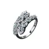 Anillo de plata de ley S925 de stock de fábrica con moissanita, anillo de plata con incrustaciones de moissanita estilo niche ins, joyería para el dedo