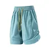 Shorts Largos com Sensação de Gelo para Homens, Cintura com Cordão de Verão, Multicor, Finos e Respiráveis, Calças Capri Casuais, Uso Diário