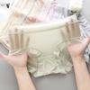 Roupa íntima feminina ultrafina de verão, cintura média, sem costura, borda de renda, algodão, virilha antibacteriana, secagem rápida, respirável, nova máscara, calças