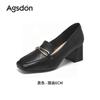 Sapatos Femininos de Salto Alto Augusden 2026 Novo Estilo Outono Confortáveis Mocassins de Salto Grosso Sapatos de Couro para Mães