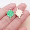 Llavero Colgante Serie Gnomo Trébol de Cuatro Hojas Aleación de Zinc con Goteo de Aceite Verde Accesorio Piezas de Joyería Hechas a Mano para DIY