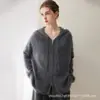 Abrigo casual suelto de estilo perezoso con capucha 100% cachemira pura para mujer, cepillado doble, nuevo para otoño e invierno
