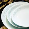 Juego de Cuenco y Plato de Porcelana Celadón Linglong de Jingdezhen para el Hogar, Vajilla de Color Bajo Esmalte a Alta Temperatura, Cuenco y Plato de Porcelana Blanca Alta para Regalo de Inauguración