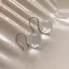 Brincos Elegantes de Cristal Branco Transparente de Alta Qualidade Estilo Francês para Mulheres, Brincos Transparentes da Moda Estilo Coreano para o Dia a Dia, Acessórios de Orelha Tendência