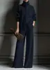 Conjunto de Tricô de 2 Peças Outono e Inverno Novo Europeu e Americano Transfronteiriço Cardigã de Gola Alta Cor Sólida com Manga Longa e Calça de Cintura Alta