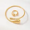 Conjunto de Collar, Pulsera y Pendientes Exagerados de Moda Europea y Americana de Metal Brillante con Cabezas Grandes y Pequeñas en Forma de Gota para Mujer