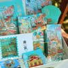 Caja de regalo con diario temática de ciudad, juego con páginas ilustradas, cuaderno, bloc de notas para estudiante, bolígrafo de firma Modilan y juego de marcapáginas