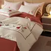 Otoño e Invierno 100S Algodón de Fibra Larga Cepillado Juego de Cuatro Piezas Juego de Tres Piezas de Algodón Puro Funda Nórdica Sábana Bajera Sábana Plana Juego de Cama