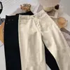 Jeans de papá versátiles de color albaricoque, pierna recta, corte holgado, forrados de forro polar para mujer, pantalones tipo zanahoria cropped de cintura alta, de moda, para otoño e invierno