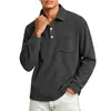 Camisa de veludo cotelê de cor sólida listrada com lapela para homens, de trabalho pesado, europeia e americana, com botões, casual, esportiva, roupas masculinas retrô, camiseta