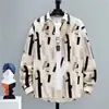Camisa Masculina Casual Tendência Japonesa Manga Longa Primavera Solta Roupa de Casal Camisa de Seda Gelada Bonita