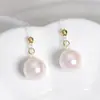 Estilo Nuevo Lujo Ligero Elegante Gama Alta Algodón Perlado Flor Perla Colgante Pendientes Gancho de Oreja Elegante Explosiones Moda Pendientes Versátiles