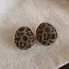 Pendientes Retro de Otoño e Invierno Color Café con Estampado de Leopardo Geométrico Flocado, Lujo Accesible y Pendientes de Gama Alta, Pendientes de Moda y con Estilo