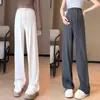 Pantalones de maternidad para primavera, estilo fino para usar sobre otras prendas, nuevo modelo 2026, no apretados en el vientre, sin soporte para el vientre, para tallas pequeñas, pantalones de pierna ancha rectos con cordón