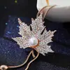Moda japonesa y coreana borla accesorios cadena de suéter collar largo hoja de arce elegante retro simple joyería de otoño e invierno para mujer