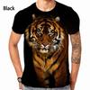 Nova Moda Animal Tigre Estampa Digital 3D Camiseta Masculina Feminina Verão Casual Manga Curta Camiseta Top