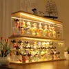 Caja de almacenamiento de modelo acrílico, soporte de exhibición apilable transparente de madera maciza para figuras y insignias, vitrina a prueba de polvo para Pop Mart