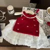 Gran Venta No Reembolsable y No Intercambiable [Ordene con Racionalidad] Chaleco Rojo Bordado con Moño para Niñas de Verano