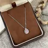 Collar Tichy de Plata de Ley S925 con Colgante Azul en Forma de Lágrima para Mujer Cadena de Clavícula Brillante de Circonita de Alta Gama con Temperamento Joyería Versátil