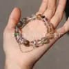 Pulseira de Cristal com Pedras Preciosas Múltiplas, Design de Pulseira em Dois Tons para Casal, Pulseira de Presente, Pulseira de Nicho de Luxo, Suprimento para Transmissão ao Vivo