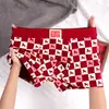 Cueca Masculina Vermelha Grande, Boxer de Algodão Puro Cintura Média, Boxer Masculino Tamanho Grande, Roupa Íntima Vermelha para o Ano do Coelho, Roupa Íntima Vermelha Masculina