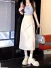 Falda negra para mujer, de alta calidad, con drapeado y abertura, falda midi, primavera y otoño 2024, Nueva, de cintura alta, entallada, falda de un solo paso
