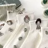 Calcetines Cortos para Mujer Primavera y Verano Delgados Dibujos Animados Niña Pequeña Damas Caña Corta Lindos Estudiante Estilo Coreano Estilo Universitario Calcetines para Mujer