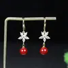 Venta al por mayor del fabricante Exquisitos Pendientes Incrustados de Cinabrio Arena de Mineral Crudo Alto Contenido Arena de Oro Púrpura Pendientes Incrustados de Diamante Chapados en Plata