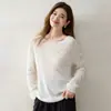 Novedad de Otoño Estilo Suave Suéter de Cachemira Hueco Prendas de Punto para Mujer Hombro Descubierto Ambiente Punto Capa Base Top Elegante
