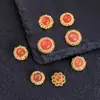 Ágata Rojo del Sur Hielo-Rojo Natural Accesorios para Pulseras Collares DIY Cuentas Espaciadoras S92 Plata Pura Chapada en Oro Cara de Anillo de Ágata Rojo Sol Dorado