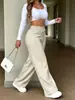 Annu Desenvolvimento Próprio 2026 Roupas Femininas Europeias e Americanas Estação Independente Amazon Moda Casual Calças Longas Retas Listradas com Cordão Soltas