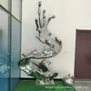 Fuente de Agua de Acero Inoxidable Jade Sintético Escultura Circular Fabricante Personalizado Espejo de Superficie Irregular Grande Adorno de Paisaje Abstracto