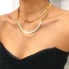 Europeu e americano transfronteiriço estilo boêmio empilhado cadeia plana gargantilha europeia e americana moda feminina moda moderna colar de corrente de lâmina de metal