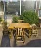 Mesas y sillas de exterior, mesas y sillas de bambú para patio, mesas y sillas de comedor para camping de ocio, mesa de centro de bambú para balcón, estufa y mesa de té