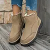 Nueva colección de otoño e invierno: botas de nieve con forro de felpa, color caqui, acabado mate, suela gruesa, cremallera lateral y forro afelpado, botas para mujer, para venta transfronteriza en la UE