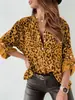 En Stock Comercio Transfronterizo Europeo y Americano Primavera y Otoño Estampado Cardigan de Manga Larga con Estampado de Leopardo Camisa Holgada para Mujer