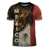Camisa de hombre de manga corta con cuello redondo impresa en 3D transfronteriza