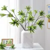 Planta Verde Artificial Lirio Bambú con 3 Ramas, Flor Artificial Decoración Hogar Sala de Estar, Arreglo Floral en Maceta, Paisajismo Verde al por Mayor