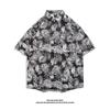 Comércio exterior havaiano camisa estampada homens verão fino solto retro Hong Kong estilo design manga curta camisa casal