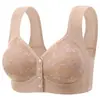 Nuevos Chalecos de Algodón Suave Transpirable Cómodos de Taza Fina Talla Grande para Mujeres de Mediana Edad y Mayores con Broche Frontal, Ropa Interior Estampada sin Aro