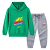 Nova coleção outono/inverno 2023 roupas infantis transfronteiriças conjunto de duas peças para bebê com capuz, suéter e calça, algodão, manga longa