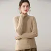 Otoño e Invierno Nuevo Estilo Sencillo Suéter de Punto de Lana de Cuello Semi Alto para Mujer Jersey Ajustado Suéter Cálido de Capa Base para Mujer Grueso