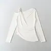2525 Nuevo Estilo Otoño Estilo Coreano Sexy Sexy de un Hombro Tirantes Cruzados Oblicuo Hombro Descubierto Cintura Camiseta de Manga Larga para Mujer