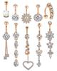 Conjunto de Anéis de Umbigo com Zircônia Colorida Anel de Umbigo Joias para Body Piercing Piercing Corpo Barriga Conjunto de 10 Peças