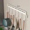 Estante de Ganchos sin Taladro para Colgar Cucharas y Espátulas, Estante de Ganchos de Cocina, Estante de Almacenamiento Resistente para Montar en la Pared para la Entrada