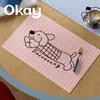 Jogo Americano de Couro Rosa com Desenho de Cachorro, Estilo Coreano, Versátil, Impermeável, Resistente a Óleo, Limpável com Pano, Lavável, Tapete Resistente ao Calor, Mouse Pad de PVC, Base para Tigela
