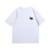Camiseta unisex de manga corta de seda de leche, nuevo estilo de verano con estampado de gato, mangas caídas, corte holgado, top versátil para pareja